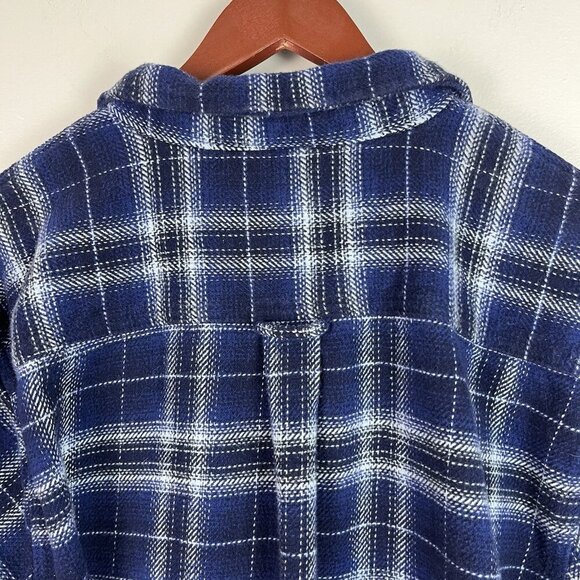Woolrich Heavy Flannel Shirt Jacket Shacket Mens XXL Blue Plaid Pockets Outdoors - Picture 7 of 13